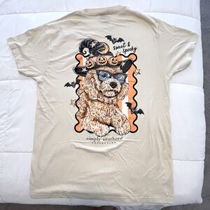 Simply Southern “Sweet & Spooky” Dog T-Shirt - Cream. Size Medium